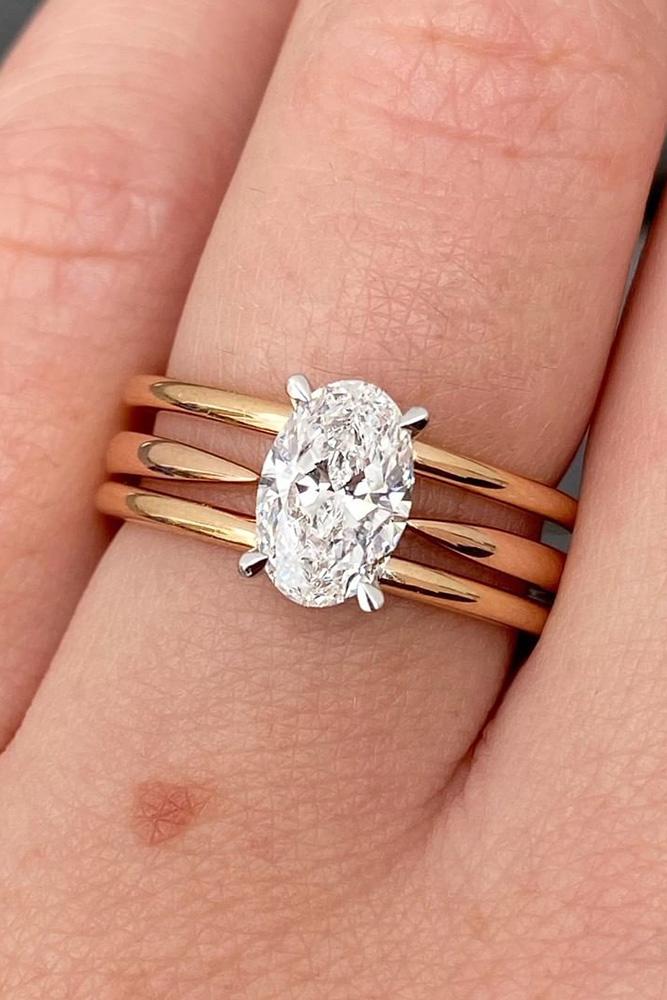 oval engagement rings rose gold engagement rings three tape ring