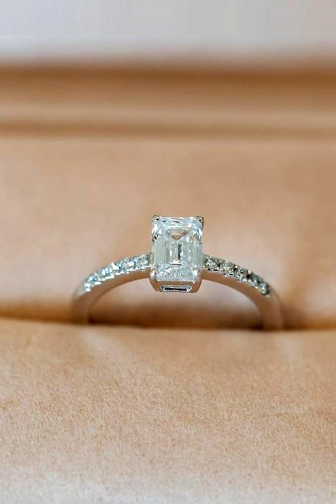simple engagement ring solitaire engagement ring emerald cut ring
