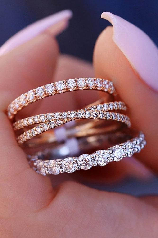 diamond wedding rings rose gold wedding bands stackable bands