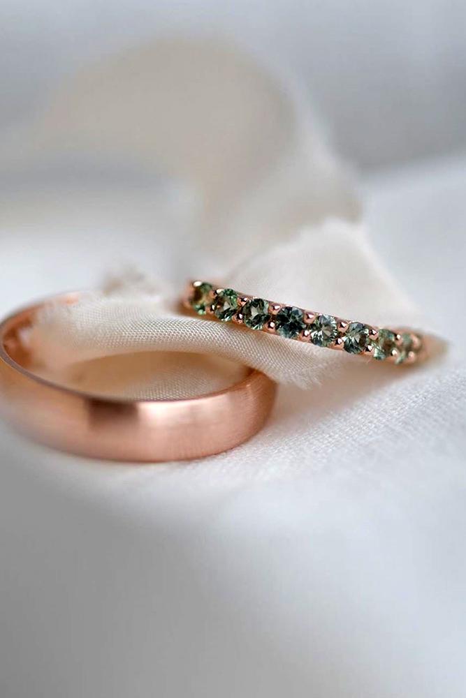 matching wedding bands rose gold wedding rings gemstone wedding bands