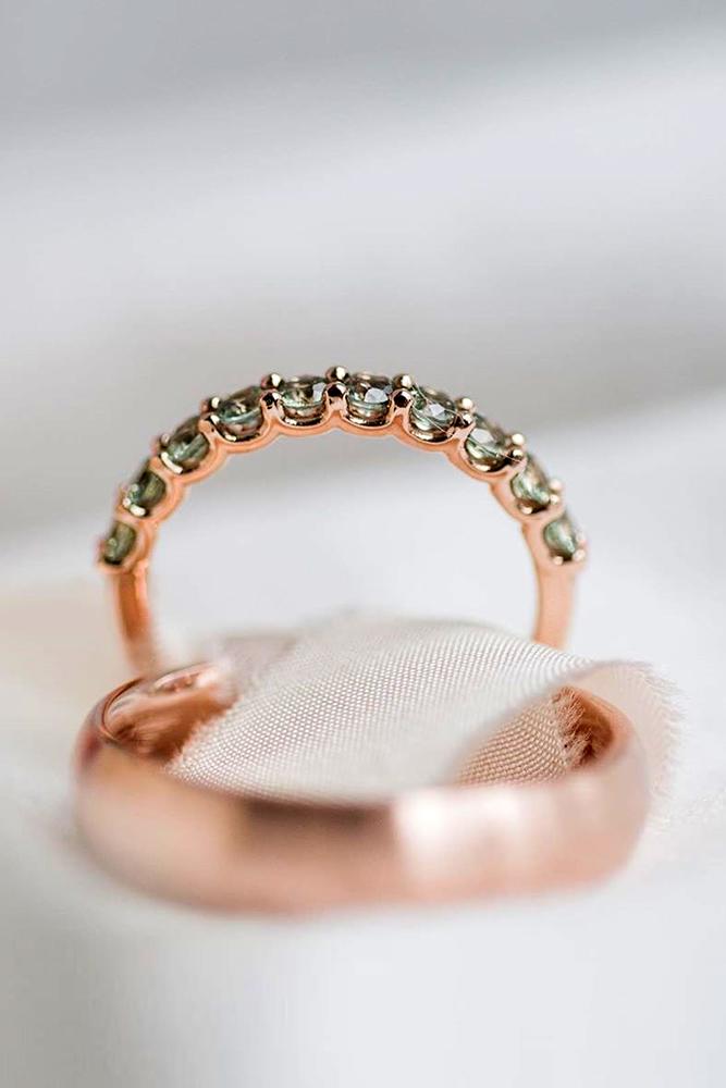 matching wedding bands rose gold wedding rings gemstone wedding bands