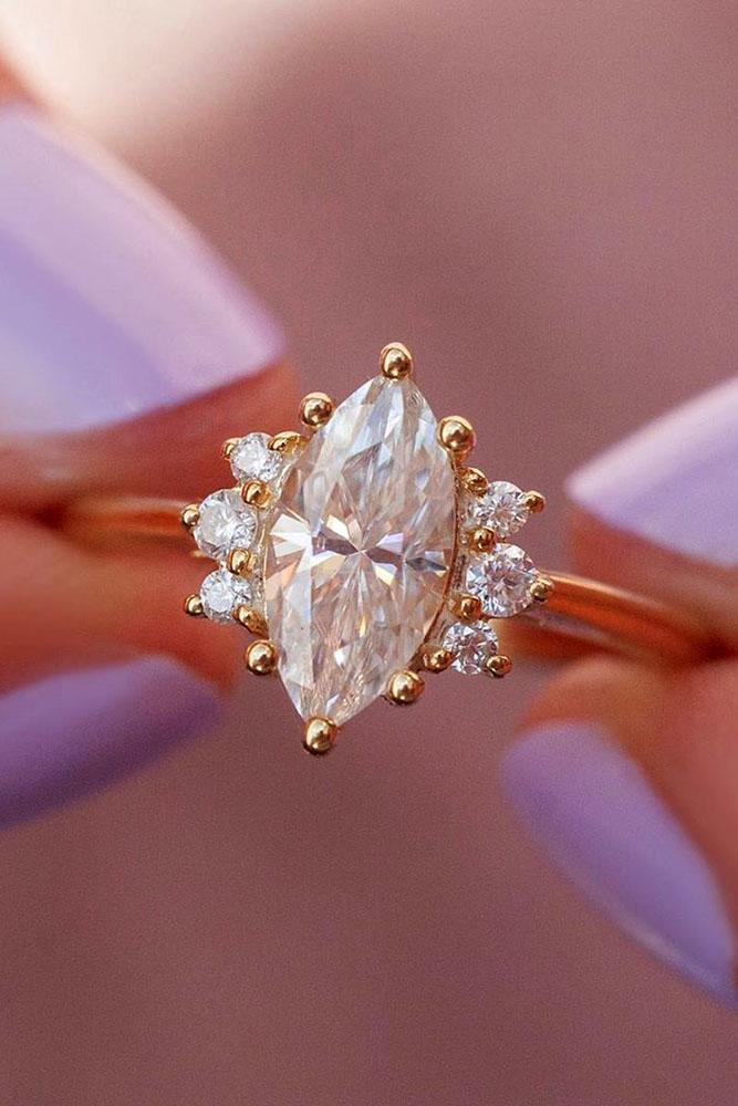 moissanite engagement rings marquise cut ring unique ring