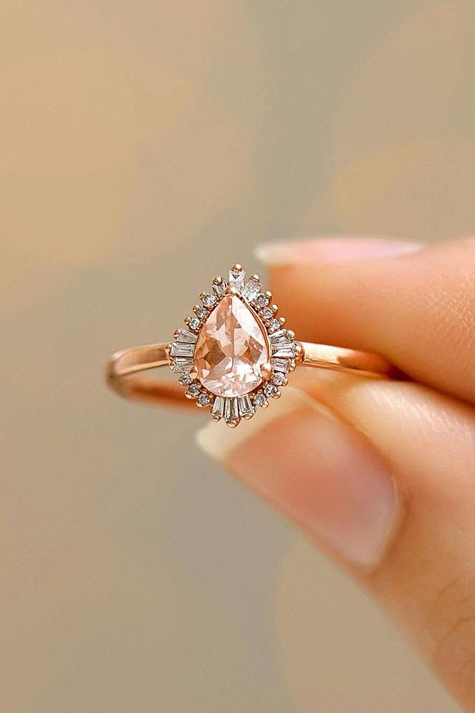 pear shaped engagement rings rose gold rings halo ring