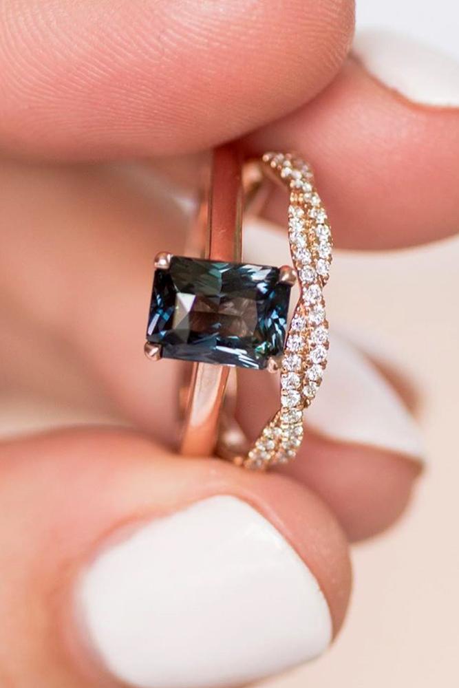sapphire engagement rings emerald cut rings unique wedding ring