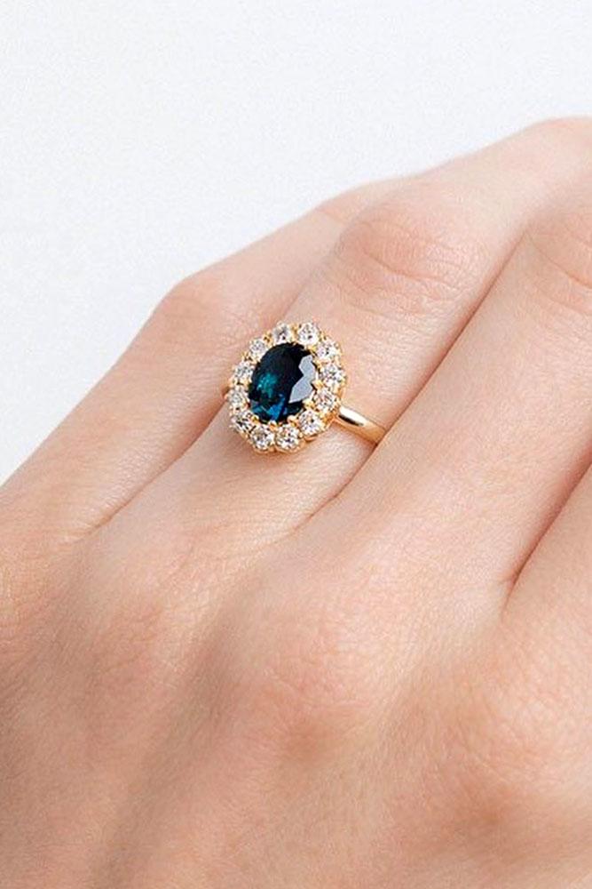 sapphire engagement rings rose gold rings oval cut rings vintage ring halo ring