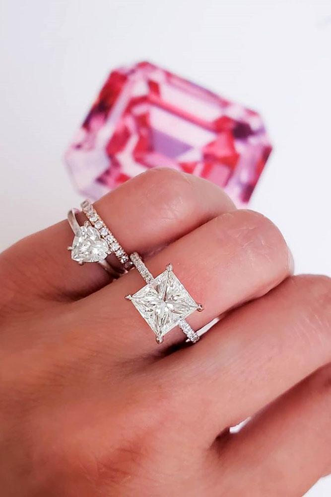 solitaire engagement rings princess cut engagement rings white gold rings