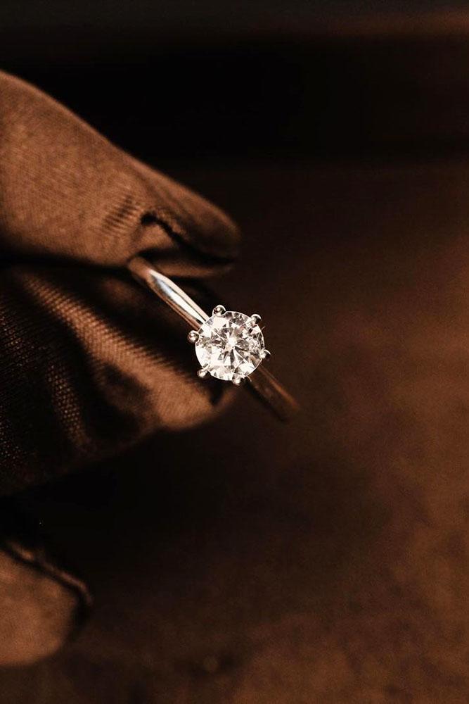 solitaire engagement rings round cut engagement rings white gold rings
