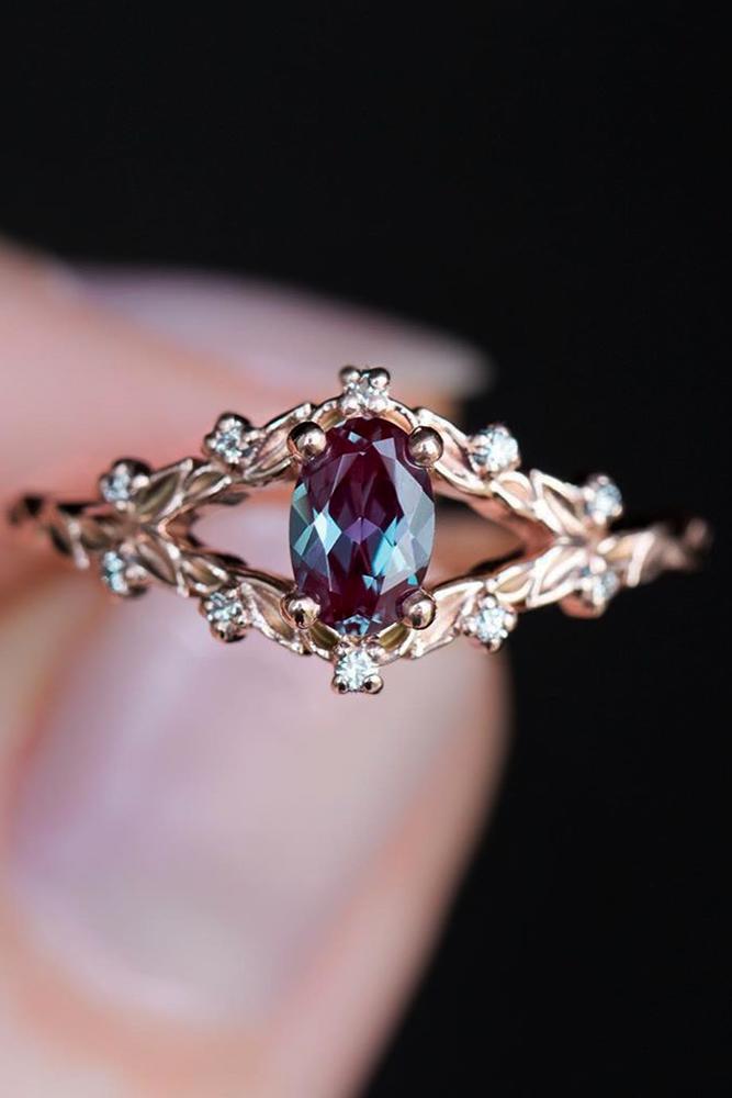 unique engagement rings floral ring rose gold engagement ring oval cut
