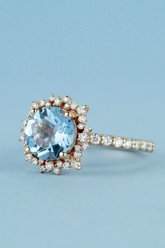 unique engagement rings rose gold rings aquamarine ring