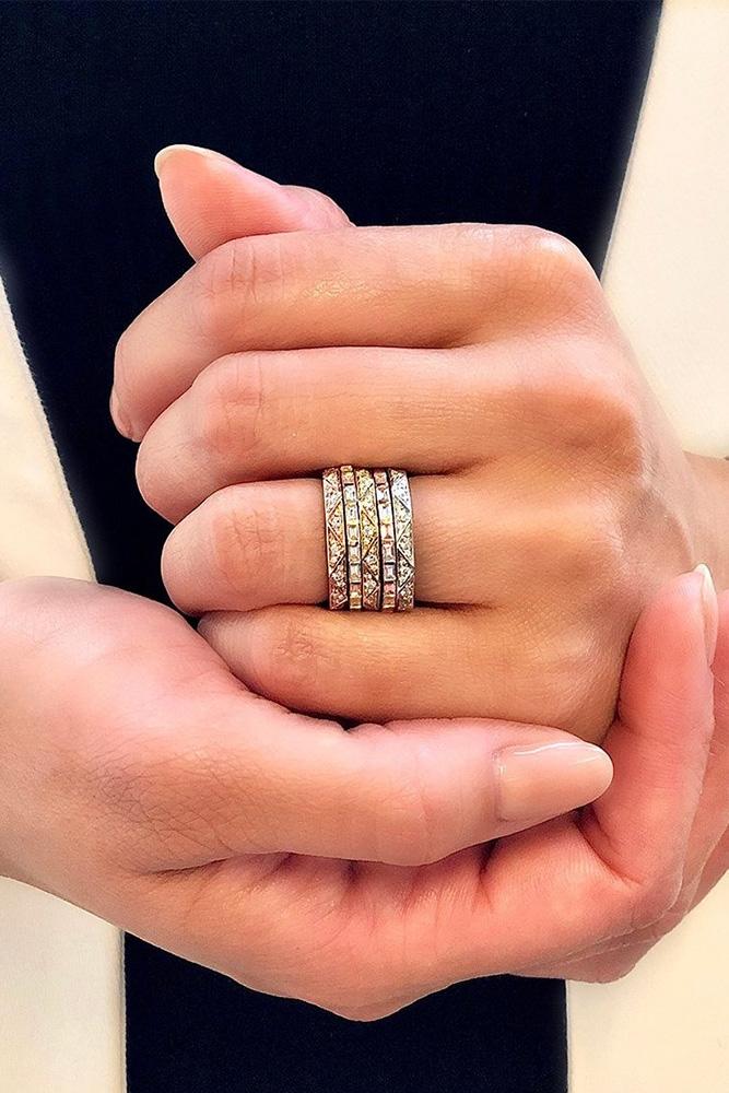 unique wedding rings rose gold wedding bands diamond ring stackable rings