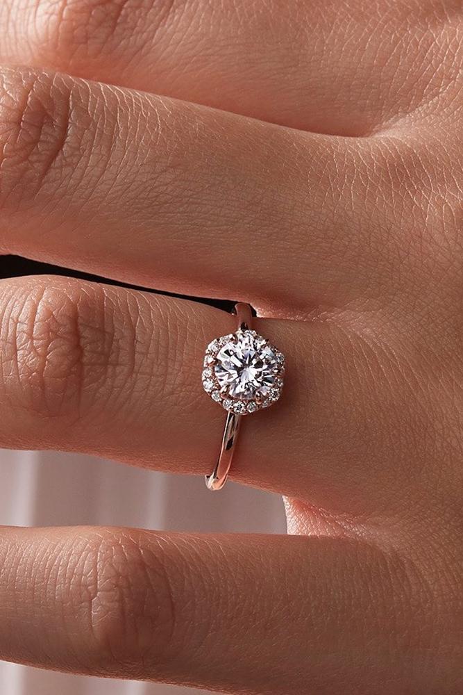 halo engagement rings rose gold engagement rings round cut rings