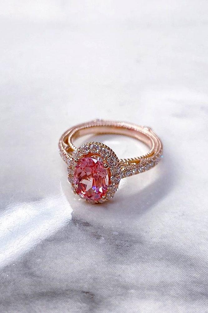 oval engagement rings rose gold engagement rings gemstone ring halo ring