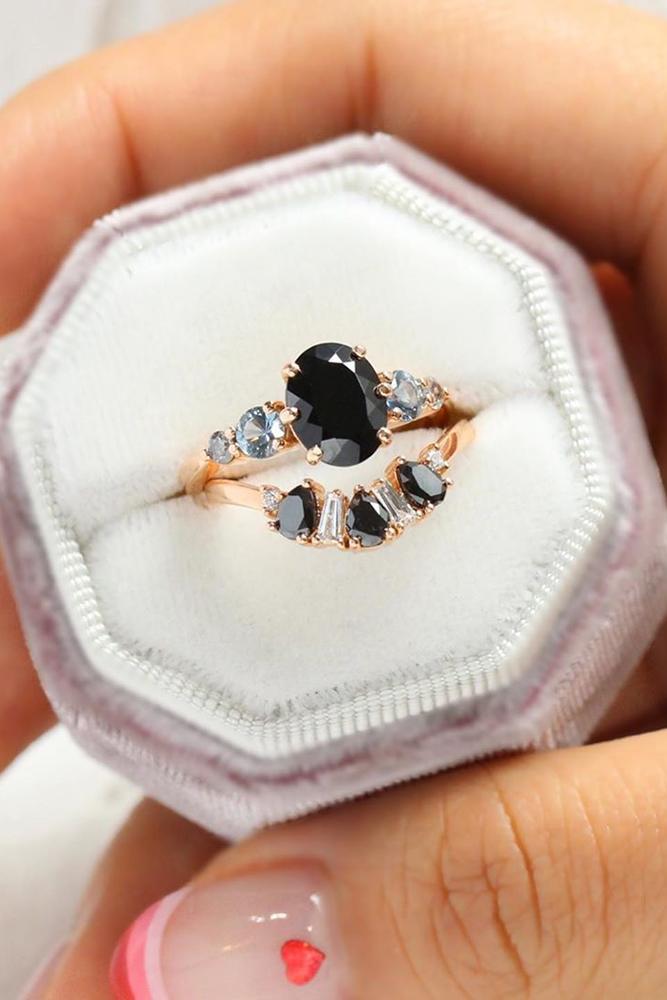 oval engagement rings wedding ring sets wedding rings bridal sets black spinel
