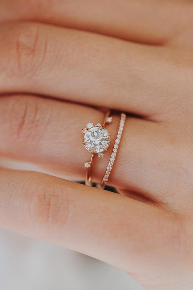 rose gold wedding rings round cut engagement rings floral ring