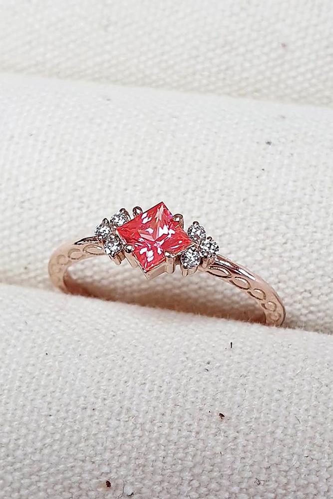 sapphire engagement rings rose gold ring princess cut ring