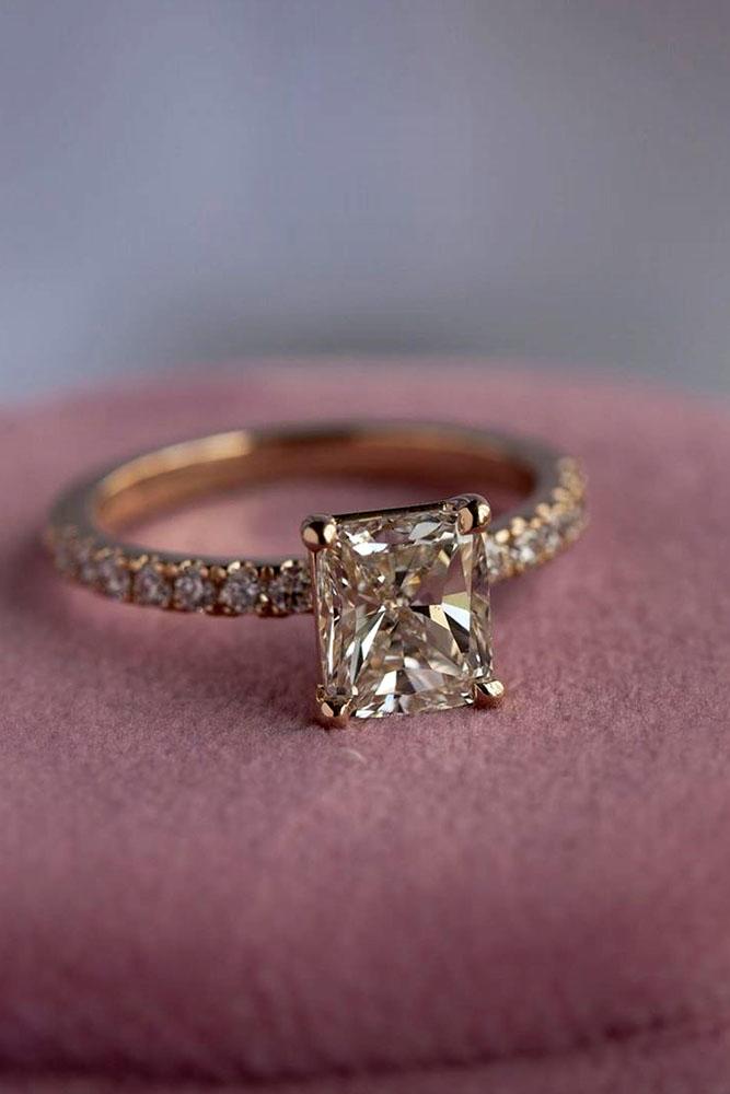 simple engagement rings radiant cut ring pave band