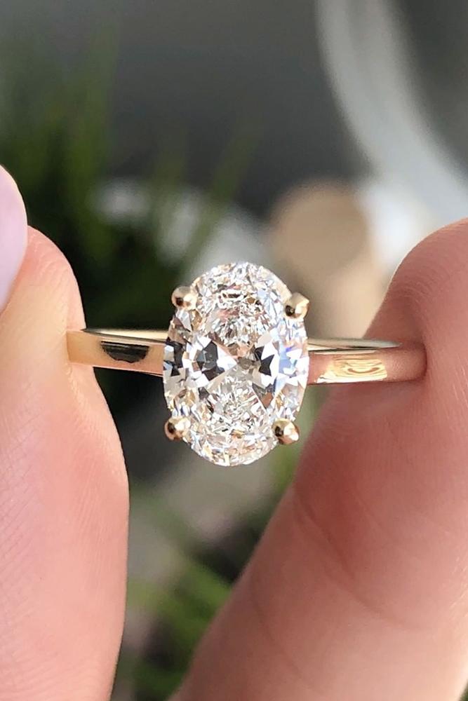 solitaire engagement rings rose gold ring simple ring oval cut ring