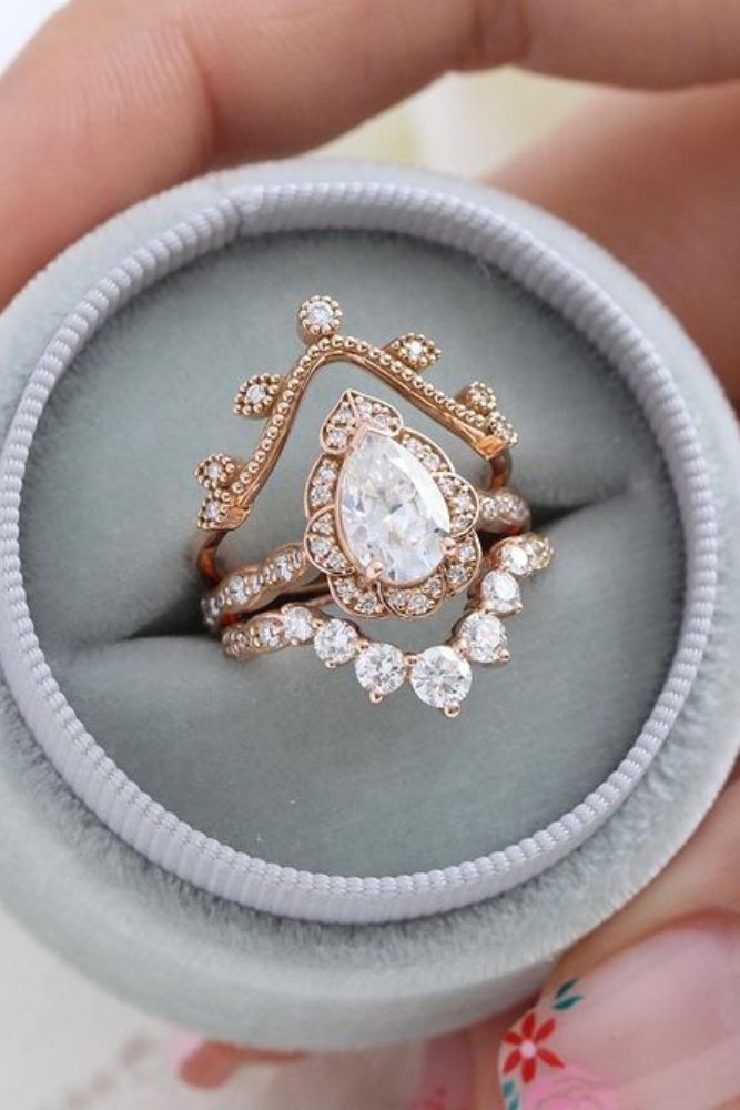 unique wedding rings with pear cut diamonds