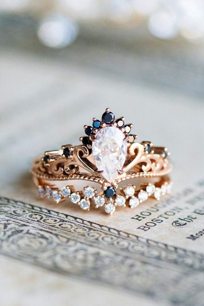 vintage engagement rings pear shaped ring rose gold ring