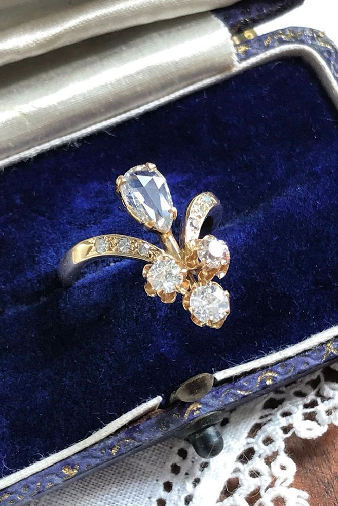vintage engagement rings pear shaped ring rose gold ring
