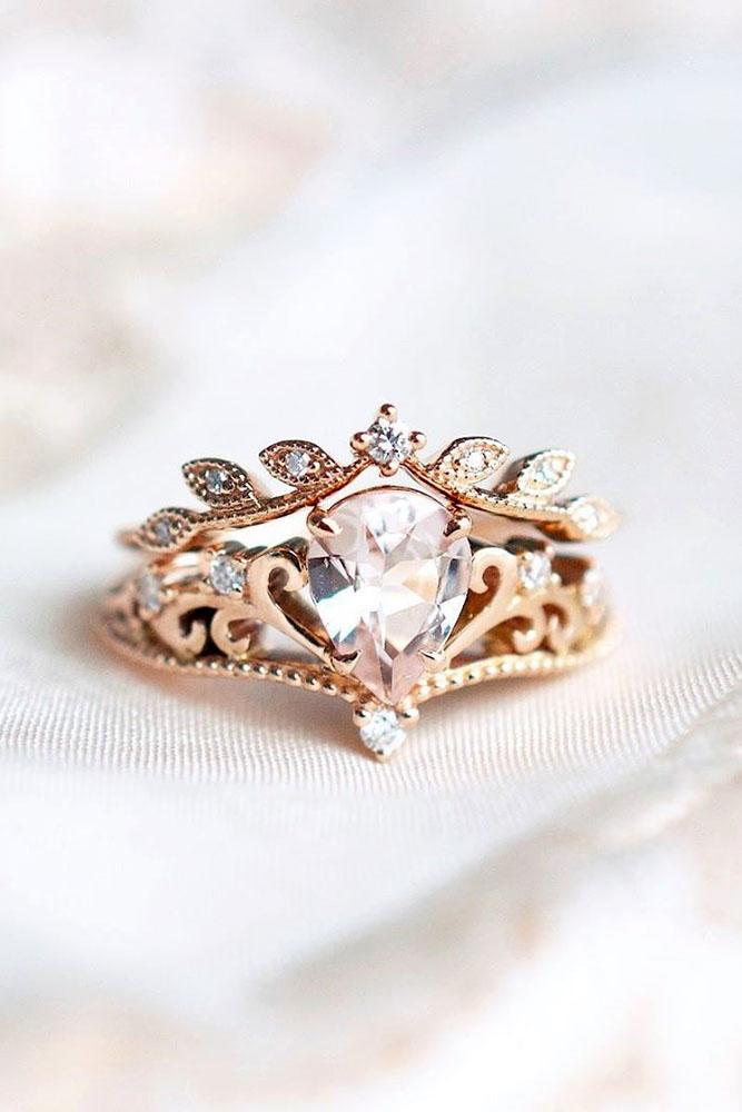 vintage engagement rings rose gold engagement ring pear shaped ring