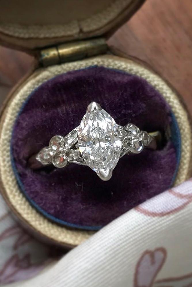 vintage engagement rings unique ring white gold ring marquise cut ring