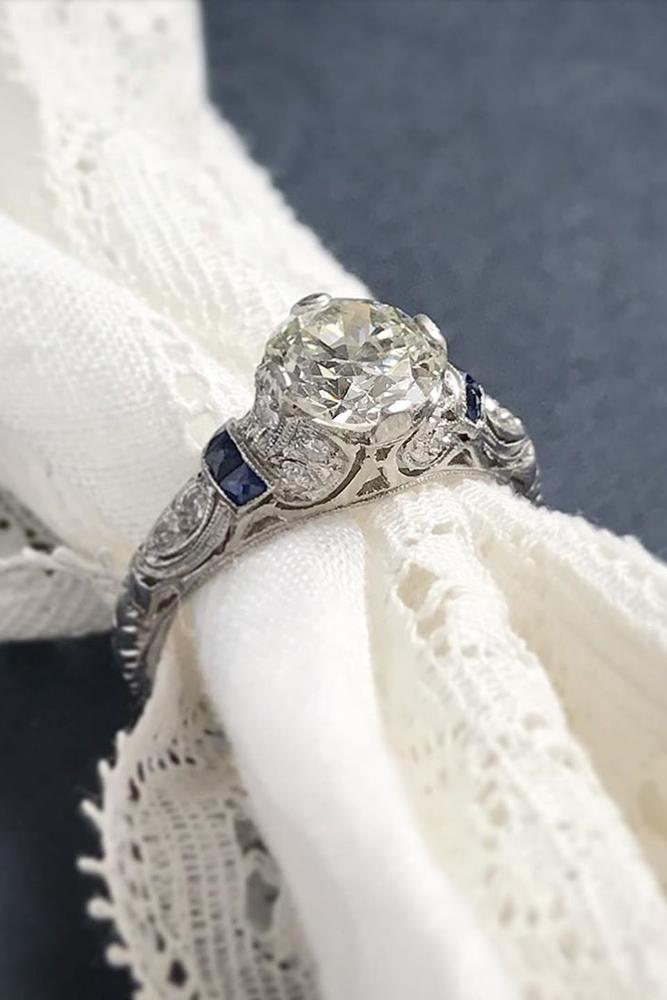 vintage engagement rings unique ring white gold ring sapphire ring