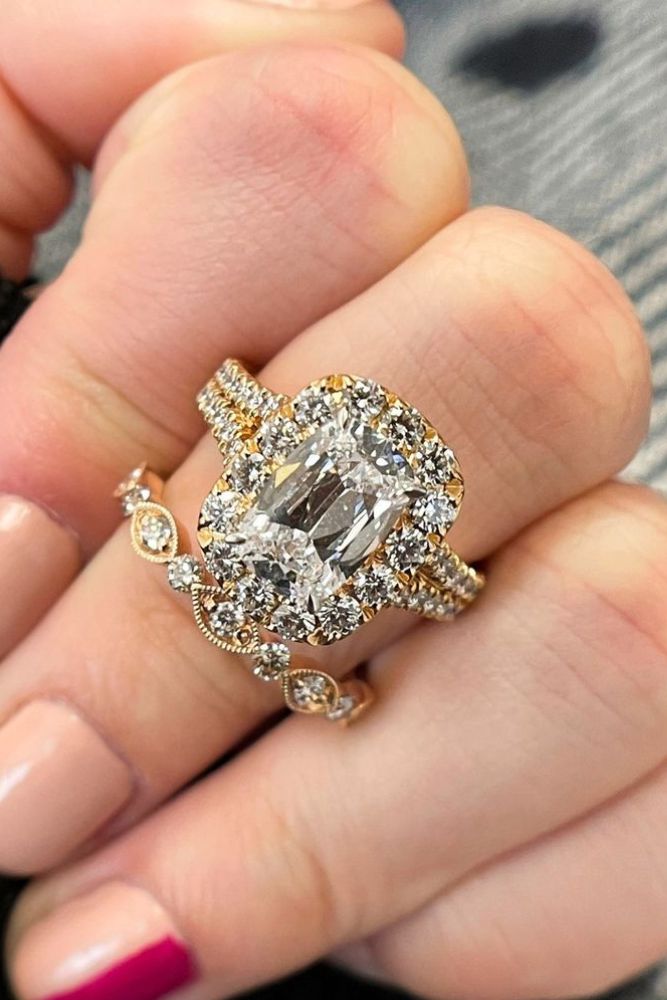 wedding ring sets with asscher emerald diamonds
