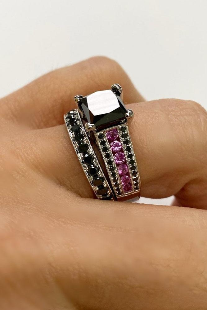 black diamond engagement rings unique ring bridal sets
