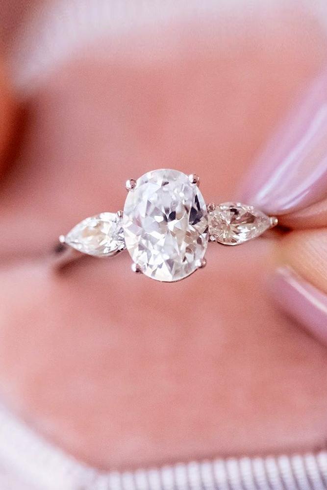 diamond engagement rings three stone ring round oval cut engagement ring