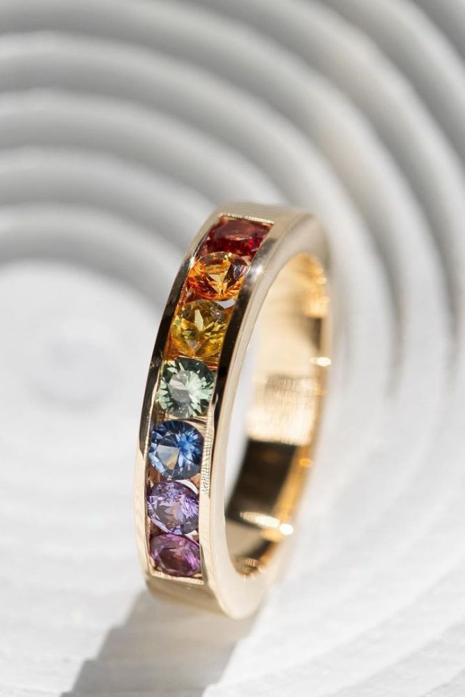 matching wedding bands with unique elements