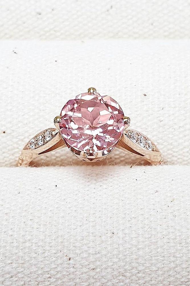 sapphire engagement rings rose gold ring round cut ring pink sapphire