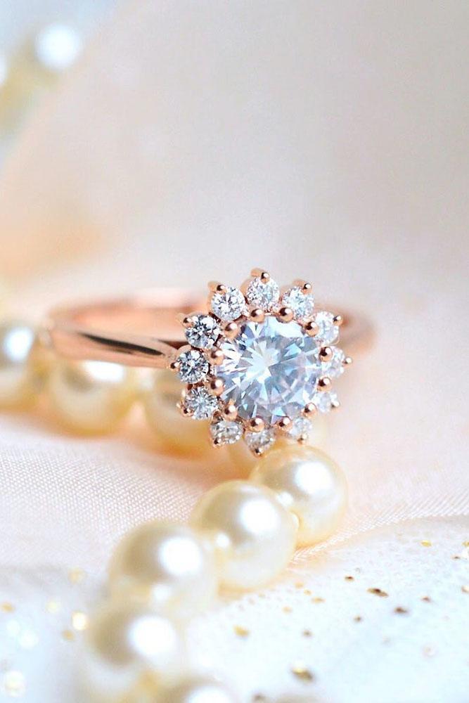 unique engagement rings rose gold engagement rings floral engagement ring