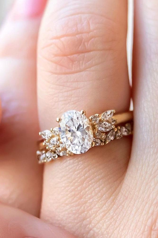 unique engagement rings rose gold rings floral ring oval cut ring