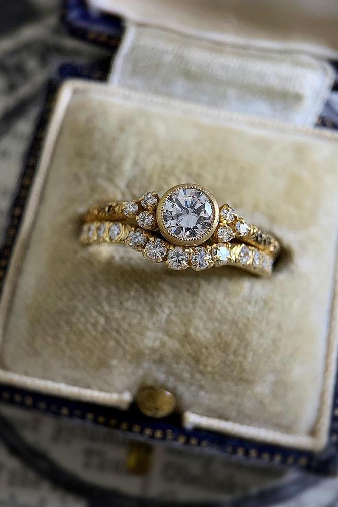 vintage engagement rings unique ring rose gold ring bridal sets
