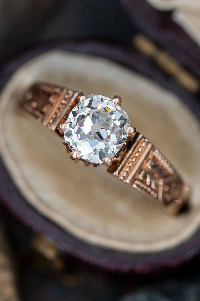 vintage engagement rings unique ring rose gold ring