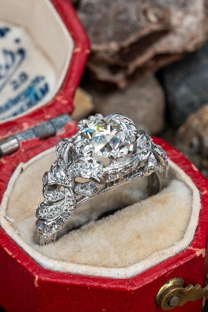 vintage engagement rings unique ring white gold ring ring box
