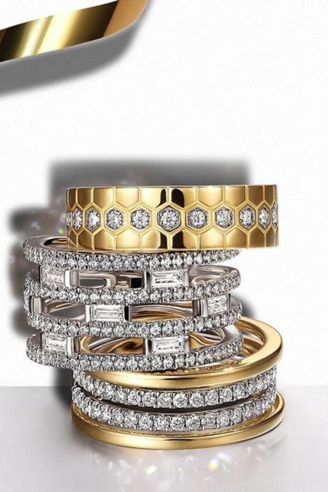wedding rings set gabriel and co modern bands2