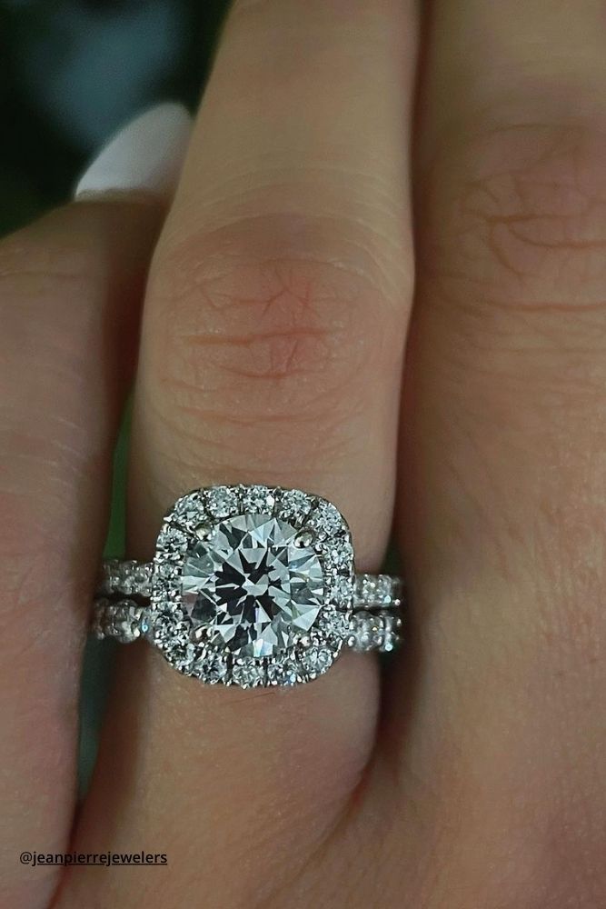 diamond engagement rings engagement ring with diamonds and double bezel jeanpierrejewelers