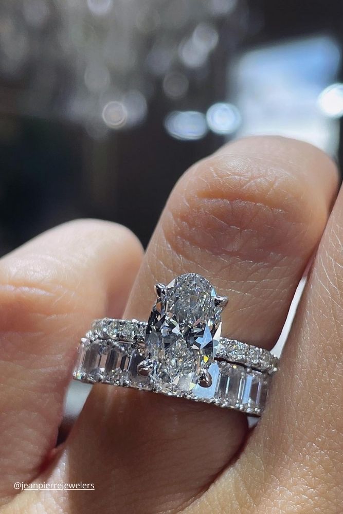 diamond engagement rings two diamond rings on the finger jeanpierrejewelers