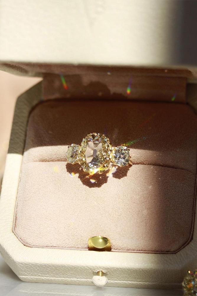 vintage engagement rings three stone engagement rings