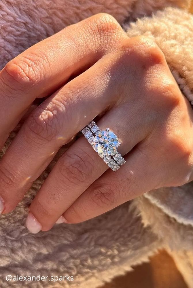 white gold engagement rings round diamond engagement and matching wedding ring in white gold alexander.sparks