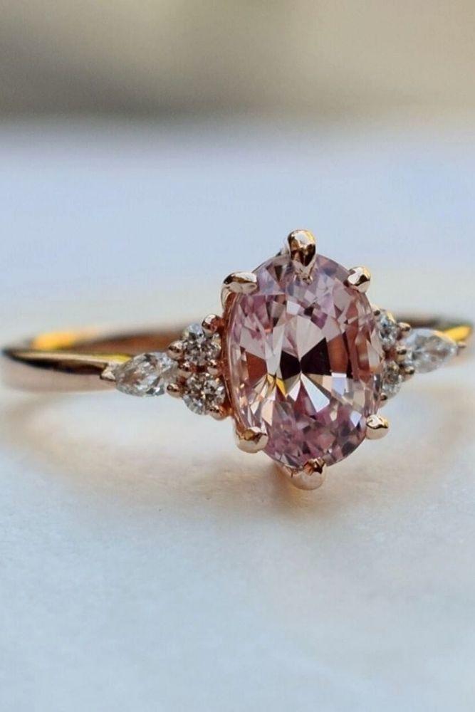 oval engagement rings with colored gemstones