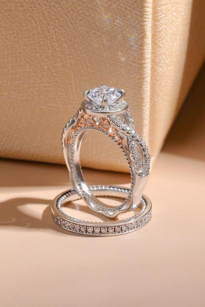 moissanite engagement rings in wedding set1