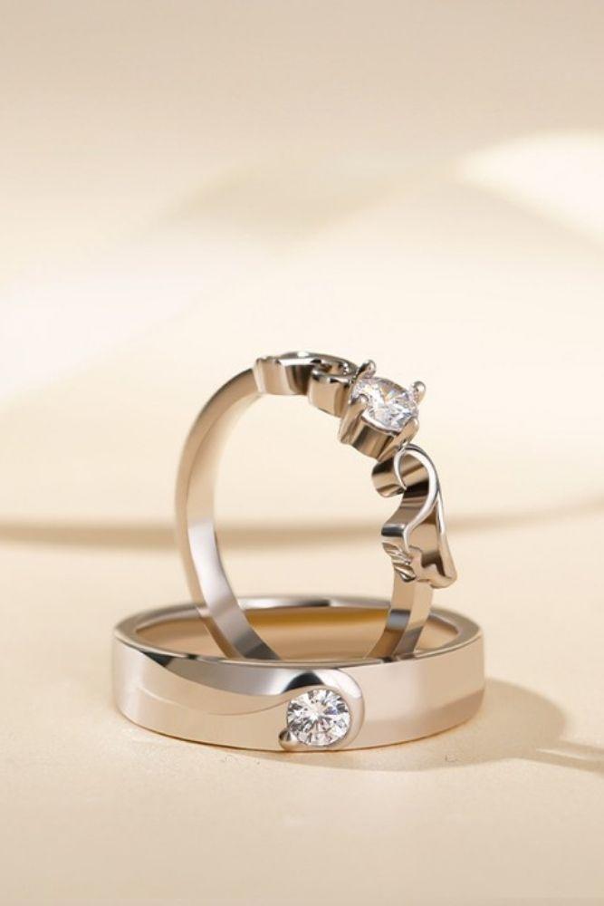 moissanite engagement rings in wedding set2