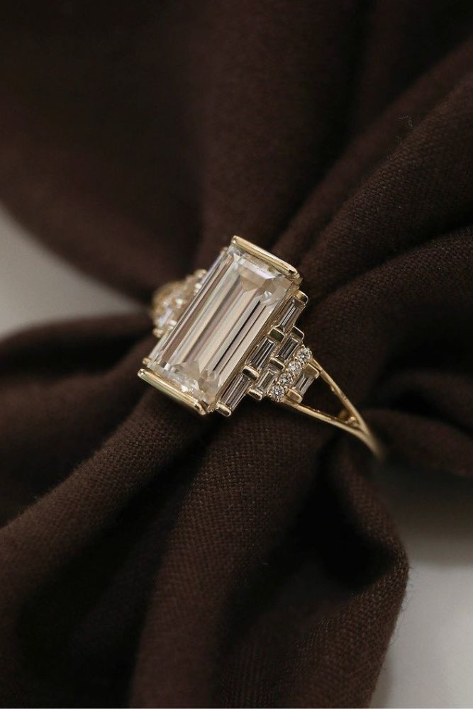 simple engagement rings emerald cut diamond rings1