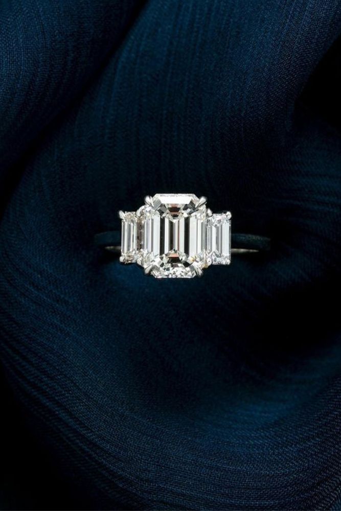 simple engagement rings emerald cut diamond rings