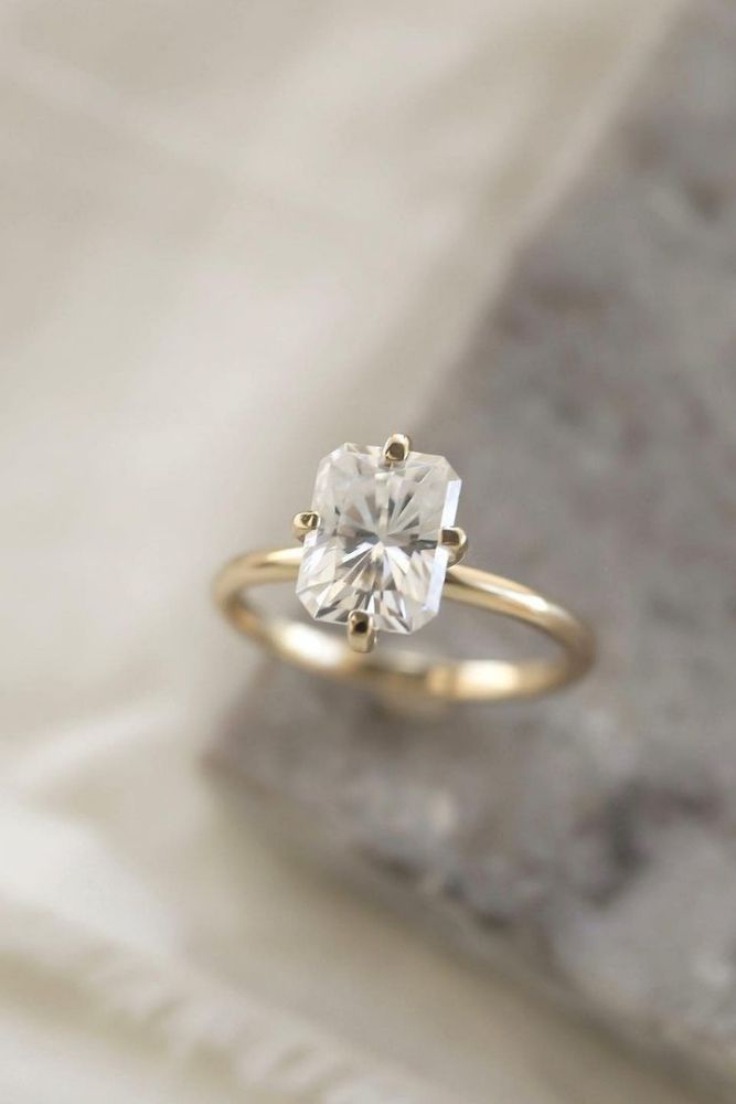 simple engagement rings emerald cut rings