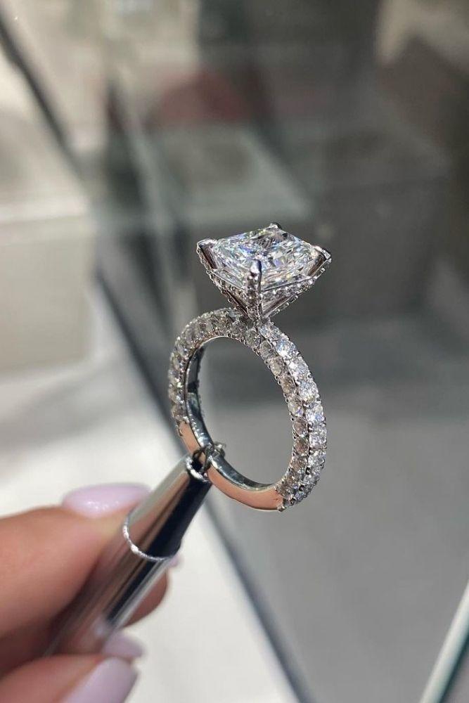 simple engagement rings radiant cut diamonds