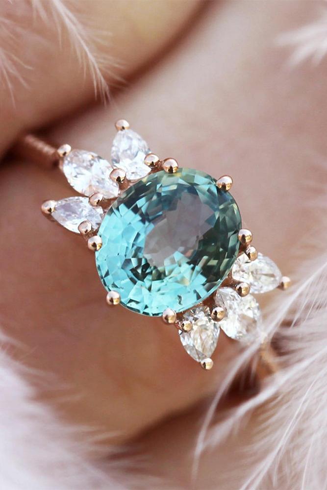 sapphire engagement rings floral rings rose gold rings